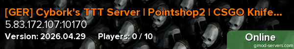 [GER] Cybork's TTT Server | Pointshop2 | CSGO Knifes | AWPs